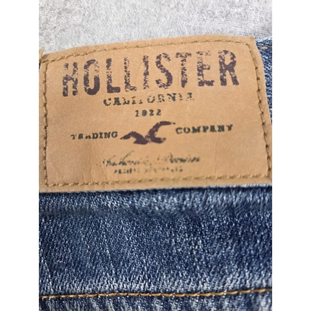 Hollister 5 Jean Shorts Frayed Denim Seagull Logo Vintage Distressed Boho Grunge - Picture 3 of 8